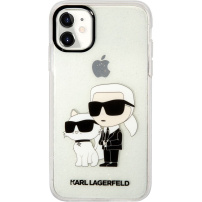 Karl Lagerfeld IML Glitter Karl and Choupette NFT třpytivý kryt pro iPhone 11 - čirý