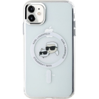 Karl Lagerfeld IML K&CH Heads Metal Frame kryt s MagSafe pro iPhone 11 - čirý