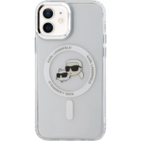 Karl Lagerfeld IML K&CH Heads Metal Frame kryt s MagSafe pro iPhone 12 / 12 Pro - čirý