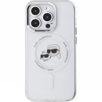 Karl Lagerfeld IML K&CH Heads Metal Frame kryt s MagSafe pro iPhone 15 Pro Max - čirý