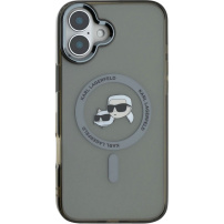 Karl Lagerfeld IML K&CH Heads Metal Frame kryt s MagSafe pro iPhone 16 - šedý