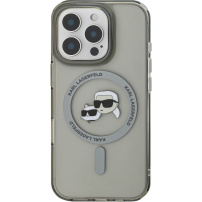Karl Lagerfeld IML K&CH Heads Metal Frame kryt s MagSafe pro iPhone 16 Pro - šedý