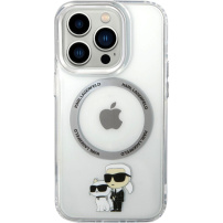 Karl Lagerfeld IML Karl and Choupette NFT kryt s MagSafe pro iPhone 15 Pro - čirý