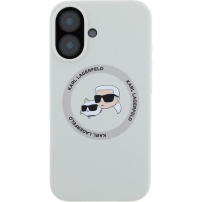 Karl Lagerfeld K&CH Heads silikonový kryt s MagSafe pro iPhone 16 - béžový