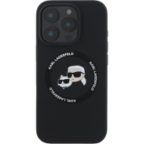 Karl Lagerfeld K&CH Heads silikonový kryt s MagSafe pro iPhone 16 Pro - černý