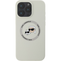 Karl Lagerfeld K&CH Heads silikonový kryt s MagSafe pro iPhone 16 Pro Max - béžový