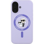 Karl Lagerfeld Karl and Choupette silikonový kryt s MagSafe pro iPhone 16 - fialový