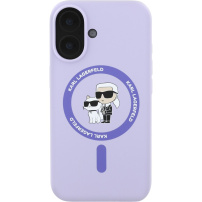 Karl Lagerfeld Karl and Choupette silikonový kryt s MagSafe pro iPhone 16 - fialový