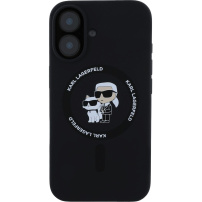 Karl Lagerfeld Karl and Choupette silikonový kryt s MagSafe pro iPhone 16 Plus - černý