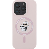 Karl Lagerfeld Karl and Choupette silikonový kryt s MagSafe pro iPhone 16 Pro - růžový