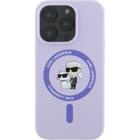 Karl Lagerfeld Karl and Choupette silikonový kryt s MagSafe pro iPhone 16 Pro Max - fialový