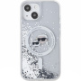 Karl Lagerfeld Liquid Glitter Karl and Choupette Heads kryt s MagSafe pro iPhone 15 - stříbrný