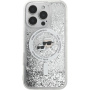 Karl Lagerfeld Liquid Glitter Karl and Choupette Heads kryt s MagSafe pro iPhone 16 Pro Max - stříbrný
