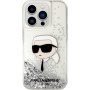 Karl Lagerfeld Liquid Glitter Karl Head kryt pro iPhone 15 Pro Max - stříbrný