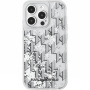 Karl Lagerfeld Liquid Glitter Monogram Gradient kryt pro iPhone 15 Pro Max - stříbrný