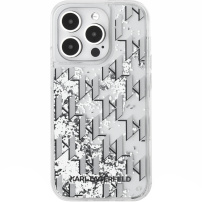 Karl Lagerfeld Liquid Glitter Monogram Gradient kryt pro iPhone 15 Pro Max - stříbrný