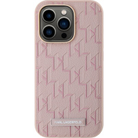 Karl Lagerfeld Monogram Metal Logo kryt s MagSafe pro iPhone 14 Pro Max - růžový