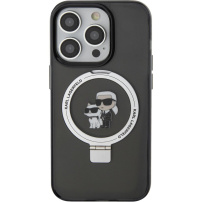 Karl Lagerfeld Ringstand Karl and Choupette kryt s výklopným stojánkem a MagSafe pro iPhone 15 Pro Max - černý