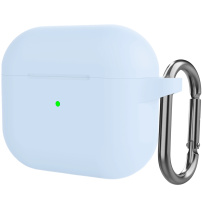 Silikonový ochranný obal s karabinou pro AirPods 3 - světle modrý
