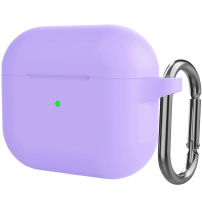Silikonový ochranný obal s karabinou pro AirPods 3 - fialový