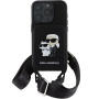 Karl Lagerfeld Saffiano Crossbody Karl and Choupette kryt s nastavitelným popruhem pro iPhone 16 Pro - černý