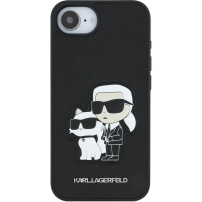 Karl Lagerfeld Saffiano Karl and Choupette kryt pro iPhone 16e / 17e - černý
