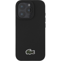 Lacoste Iconic Petit Pique Woven Logo kryt s MagSafe pro iPhone 16 Pro Max - černý