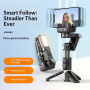 CYKE Q18 Bluetooth selfie tyč s tripodem, Gimbal stabilizátorem a světlem pro iPhone - černá