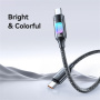 USAMS SJ750 opletený nabíjecí a datový kabel s podsvícením - USB-C na USB-C - 1,2 m - černý