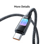 USAMS SJ750 opletený nabíjecí a datový kabel s podsvícením - USB-C na USB-C - 1,2 m - černý