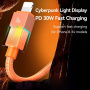 USAMS SJ776 opletený nabíjecí a datový kabel s podsvícením - USB-C na Lightning - 1,2 m - černý