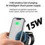 HT-541 3v1 skládací magnetický bezdrátový stojánek s podsvícením pro iPhone / Apple Watch / AirPods - 15W - černý