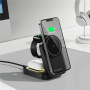 HT-541 3v1 skládací magnetický bezdrátový stojánek s podsvícením pro iPhone / Apple Watch / AirPods - 15W - černý