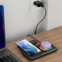 Q50D 3v1 skládací bezdrátový stojánek s barevným podsvícením pro iPhone / Apple Watch / AirPods - 15W - černý