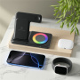 Q50D 3v1 skládací bezdrátový stojánek s barevným podsvícením pro iPhone / Apple Watch / AirPods - 15W - černý