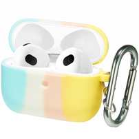 Vícebarevný silikonový obal s karabinou pro AirPods 3 - pastelový