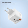 FIXED GaN sada adaptéru s portem USB-C a výsuvného kabelu USB-C - 65W - bílá