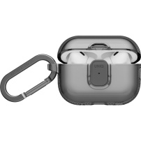 UNIQ Glase Pro Lock transparentní obal se zapínáním a karabinou pro AirPods Pro 3 - kouřový