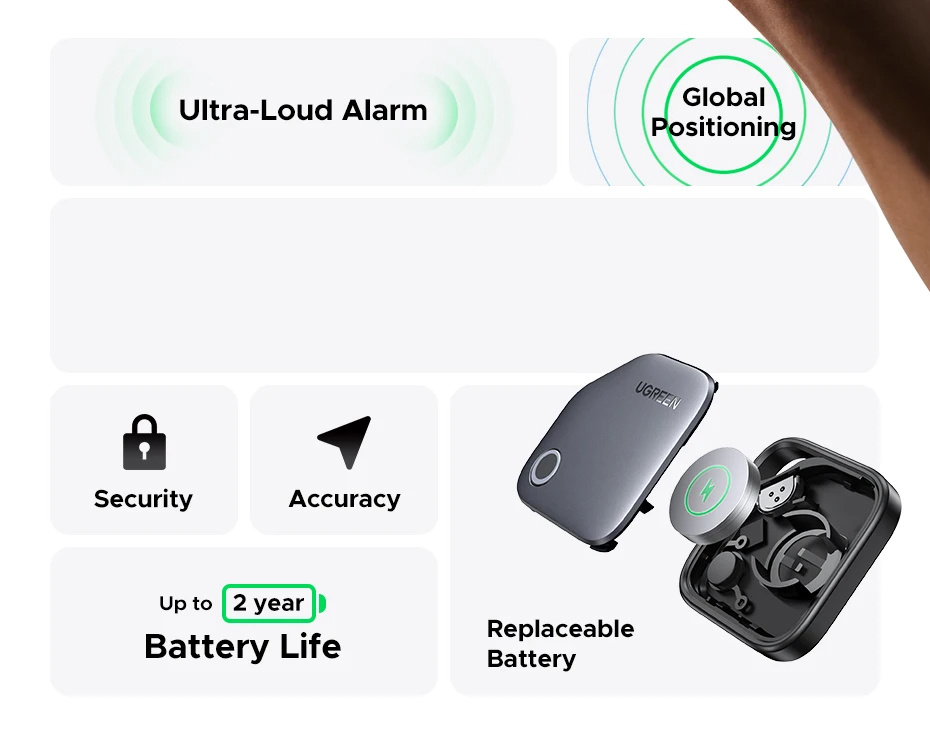 UGREEN CM816 smart lokátor s podporou Find My - tmavě šedý