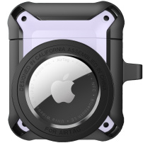 2v1 super odolný ochranný obal pro AirPods 1 / 2 / AirTag 1 / 2 - fialový
