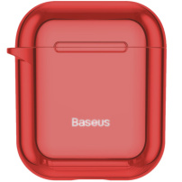 Baseus lesklý obal s karabinou pro AirPods 1 / 2 - červený