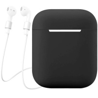 LANKILIN silikonový obal se šňůrkou proti ztrátě pro AirPods 1 / 2 - černý