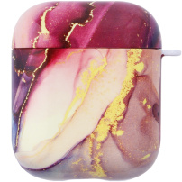 Mramorový ochranný obal pro AirPods 1 / 2 - fialovozlatý