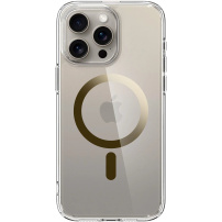 Spigen Ultra Hybrid transparentní kryt se zlatým MagSafe pro iPhone 15 Pro Max - čirý