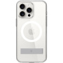 Spigen Ultra Hybrid S transparentní kryt se stojánkem a bílým MagSafe pro iPhone 15 Pro Max - čirý