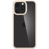 Spigen Ultra Hybrid transparentní kryt s barevným rámečkem pro iPhone 15 Pro - béžový