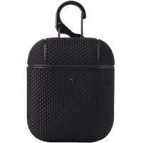 Textilní ochranný obal s karabinou pro AirPods 1 / 2 - černý