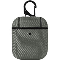 Textilní ochranný obal s karabinou pro AirPods 1 / 2 - šedý