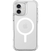 UNIQ Combat Luminous MagClick kryt s rámečkem svítícím ve tmě a MagSafe pro iPhone 16 - čirý