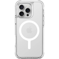 UNIQ Combat Luminous MagClick kryt s rámečkem svítícím ve tmě a MagSafe pro iPhone 16 Pro - čirý